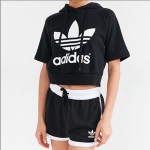 Adidas originals trefoil cropped hoodie sz XS